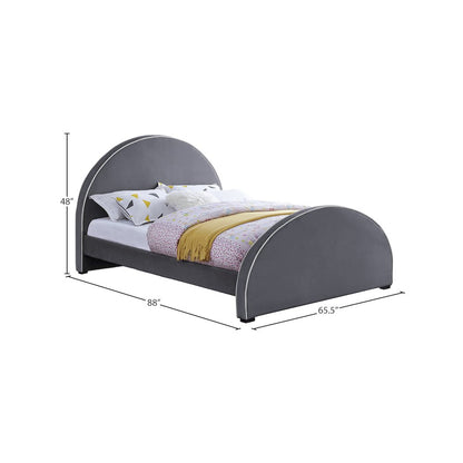 Brody Grey Velvet Queen Bed