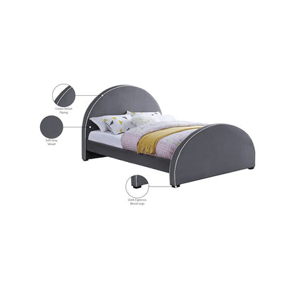 Brody Grey Velvet Queen Bed
