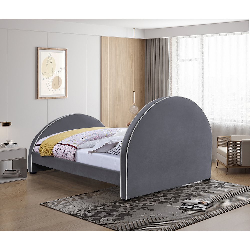 Brody Grey Velvet Queen Bed