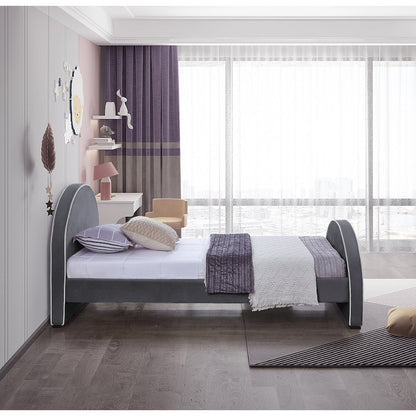 Brody Grey Velvet Twin Bed