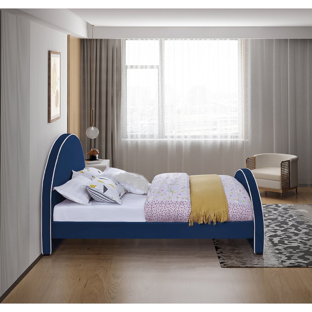 Brody Navy Velvet Queen Bed