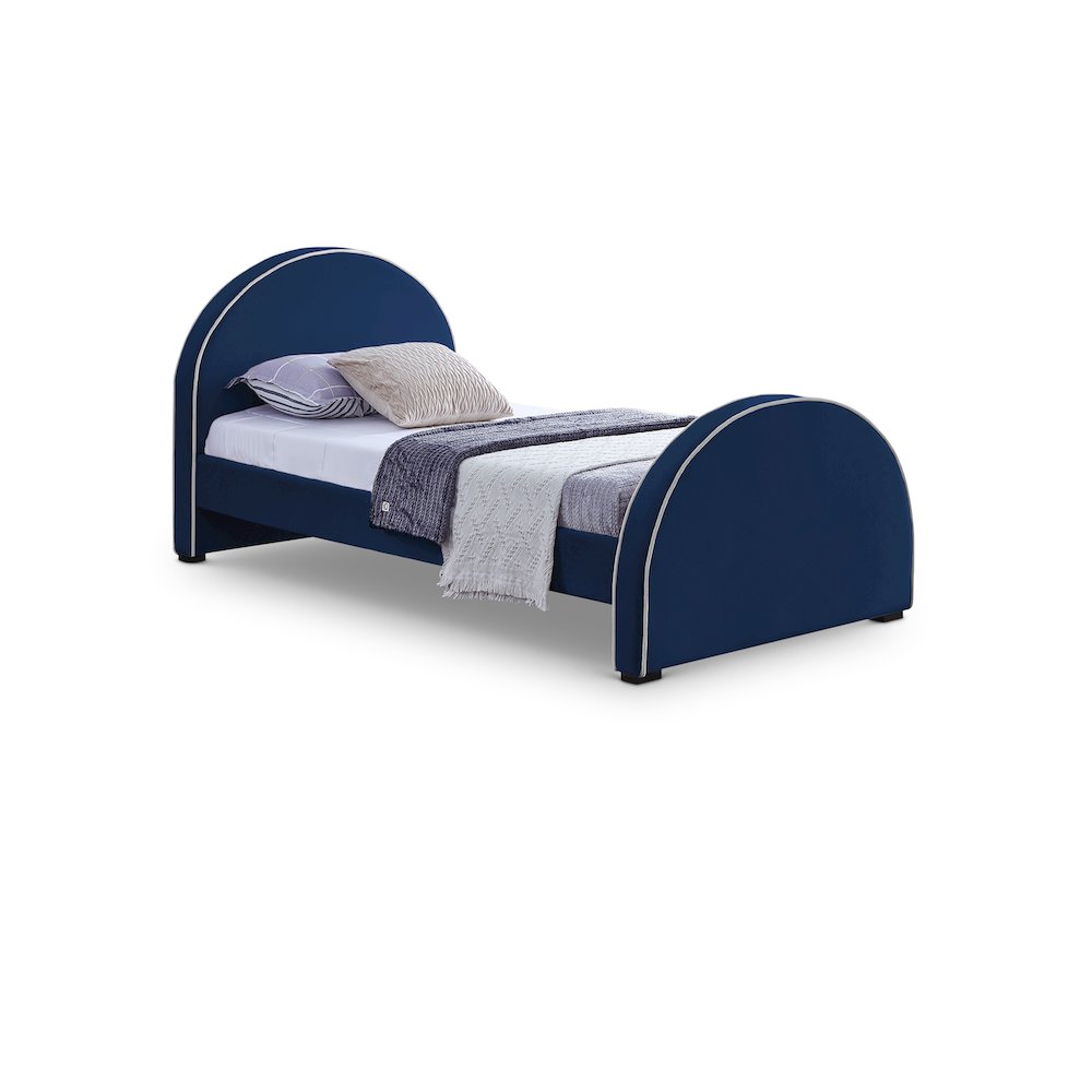 Brody Navy Velvet Twin Bed