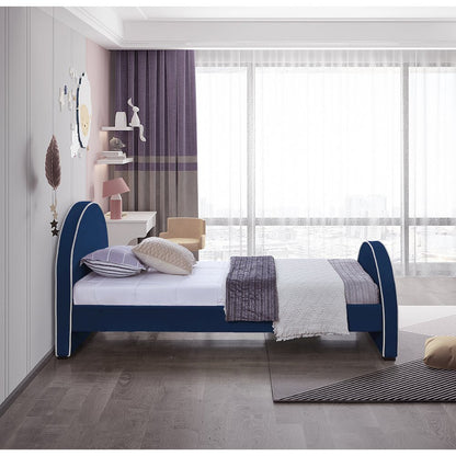 Brody Navy Velvet Twin Bed