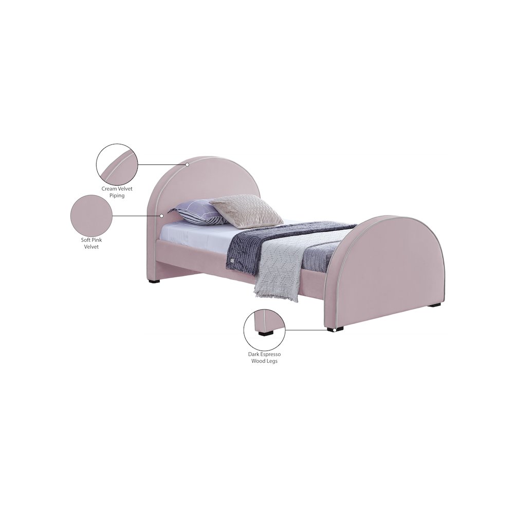 Brody Pink Velvet Twin Bed