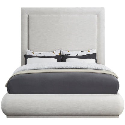 Brooke Cream Linen Textured Fabric King Bed