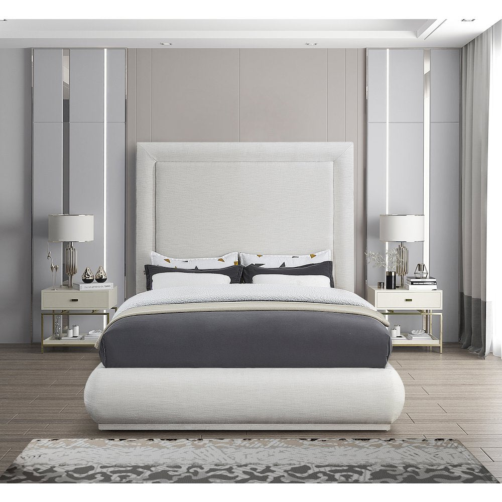 Brooke Cream Linen Textured Fabric King Bed