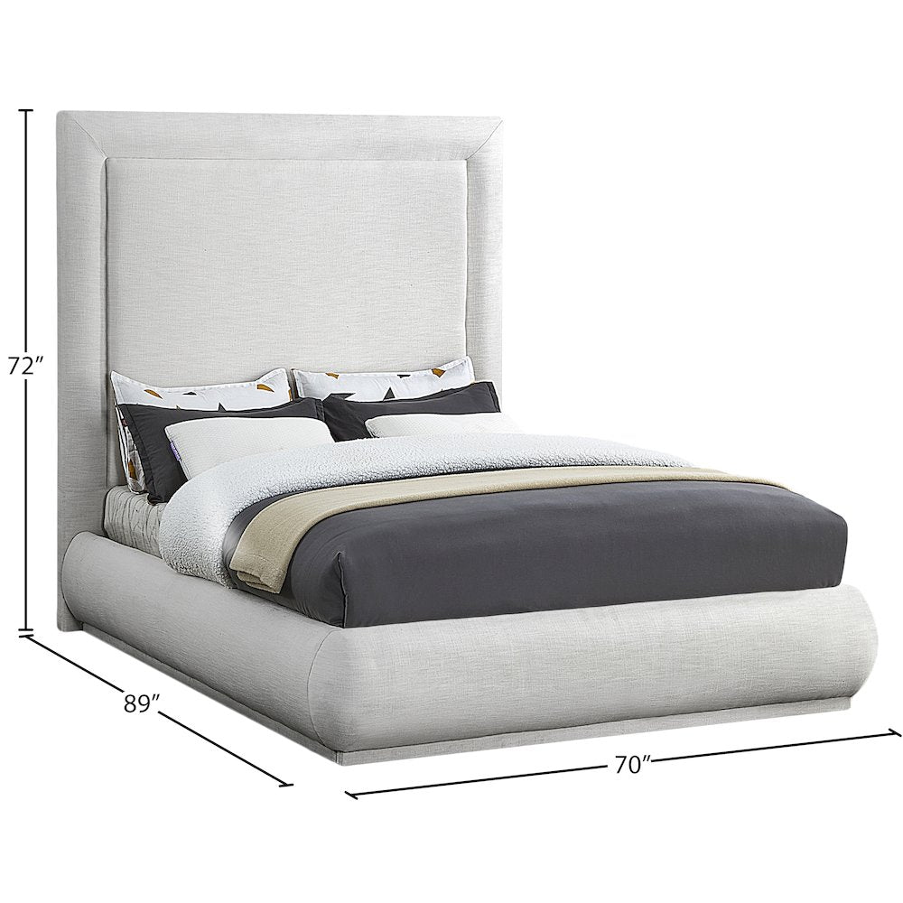 Brooke Cream Linen Textured Fabric Queen Bed