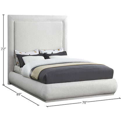 Brooke Cream Linen Textured Fabric Queen Bed