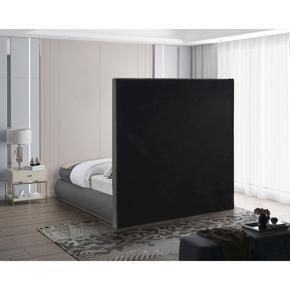 Brooke Grey Linen Textured Fabric King Bed
