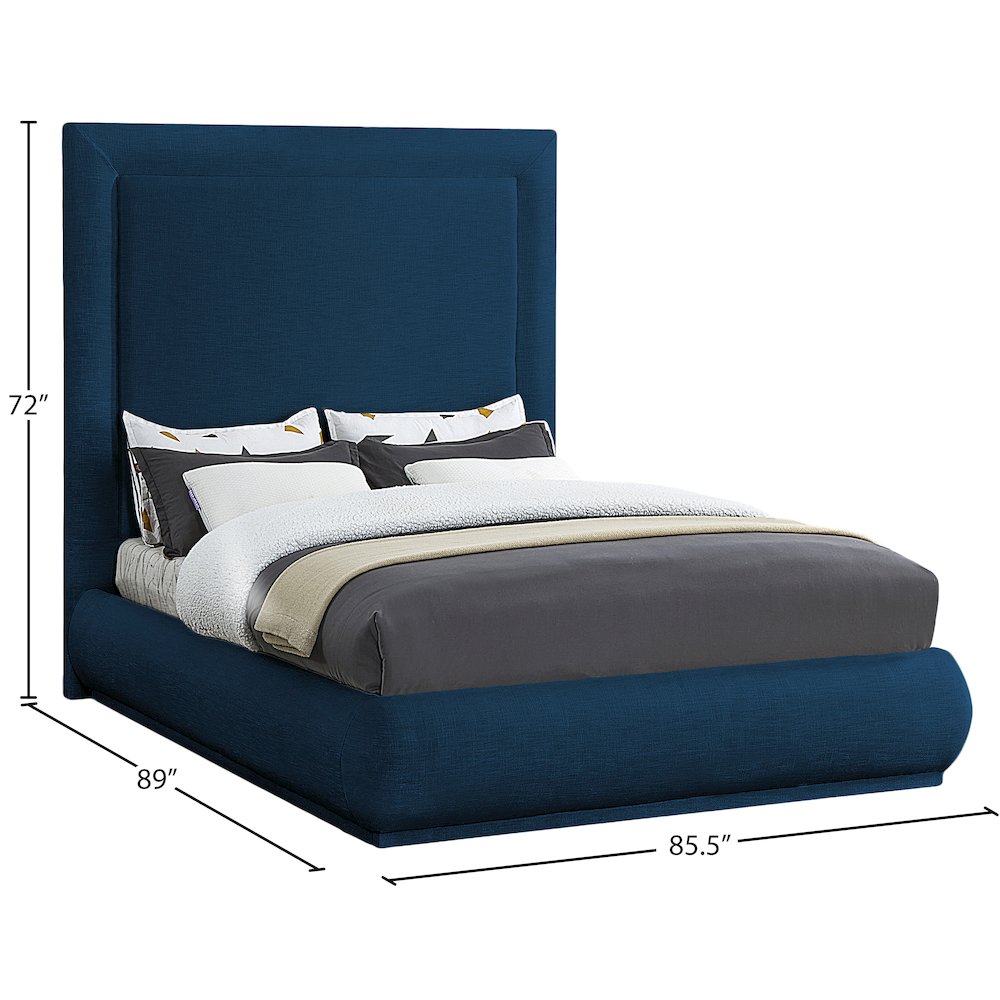 Brooke Navy Linen Textured Fabric King Bed