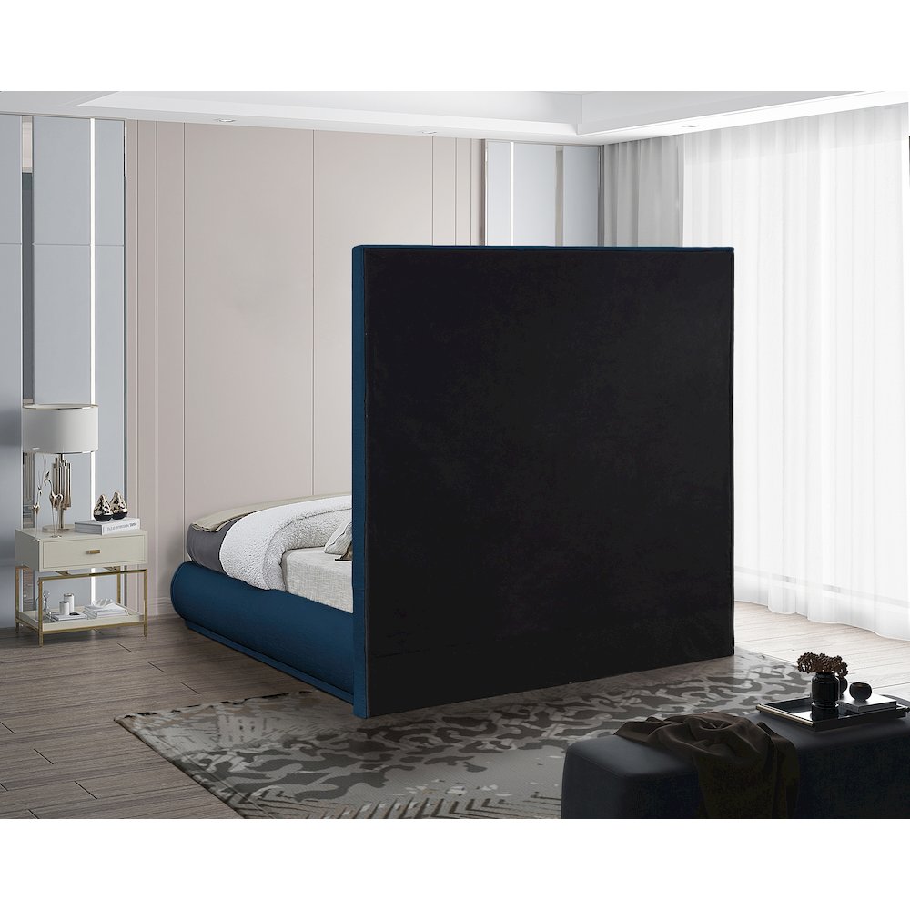 Brooke Navy Linen Textured Fabric King Bed