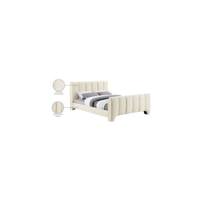 Camila Beige Chenille Fabric Full Bed