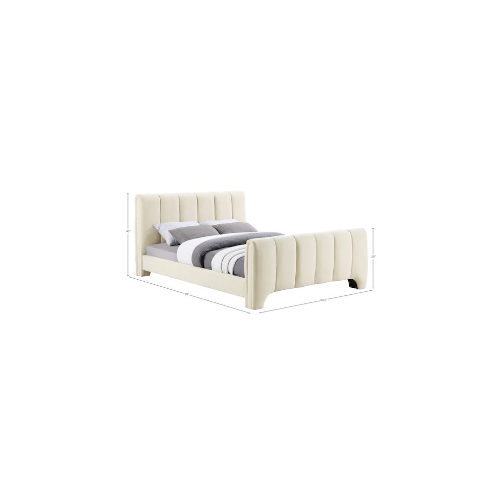 Camila Beige Chenille Fabric Full Bed