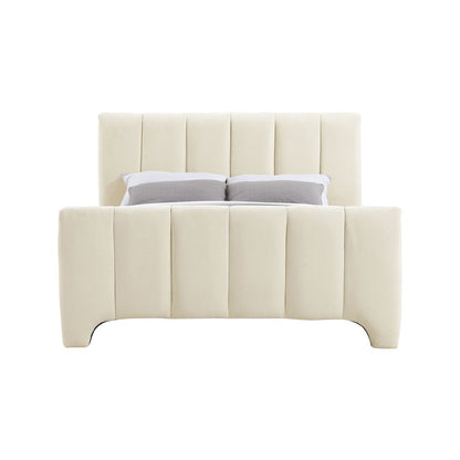 Camila Beige Chenille Fabric Full Bed