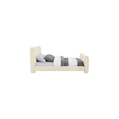 Camila Beige Chenille Fabric Full Bed