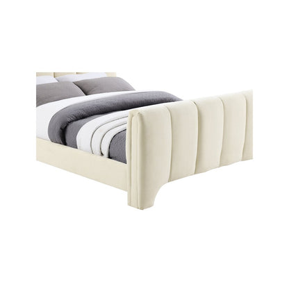 Camila Beige Chenille Fabric Full Bed