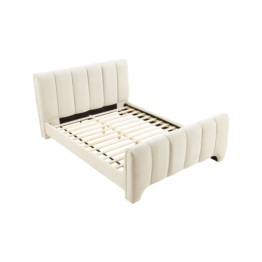 Camila Beige Chenille Fabric King Bed