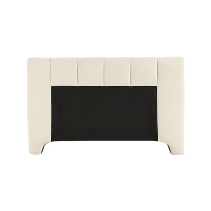 Camila Beige Chenille Fabric Queen Bed