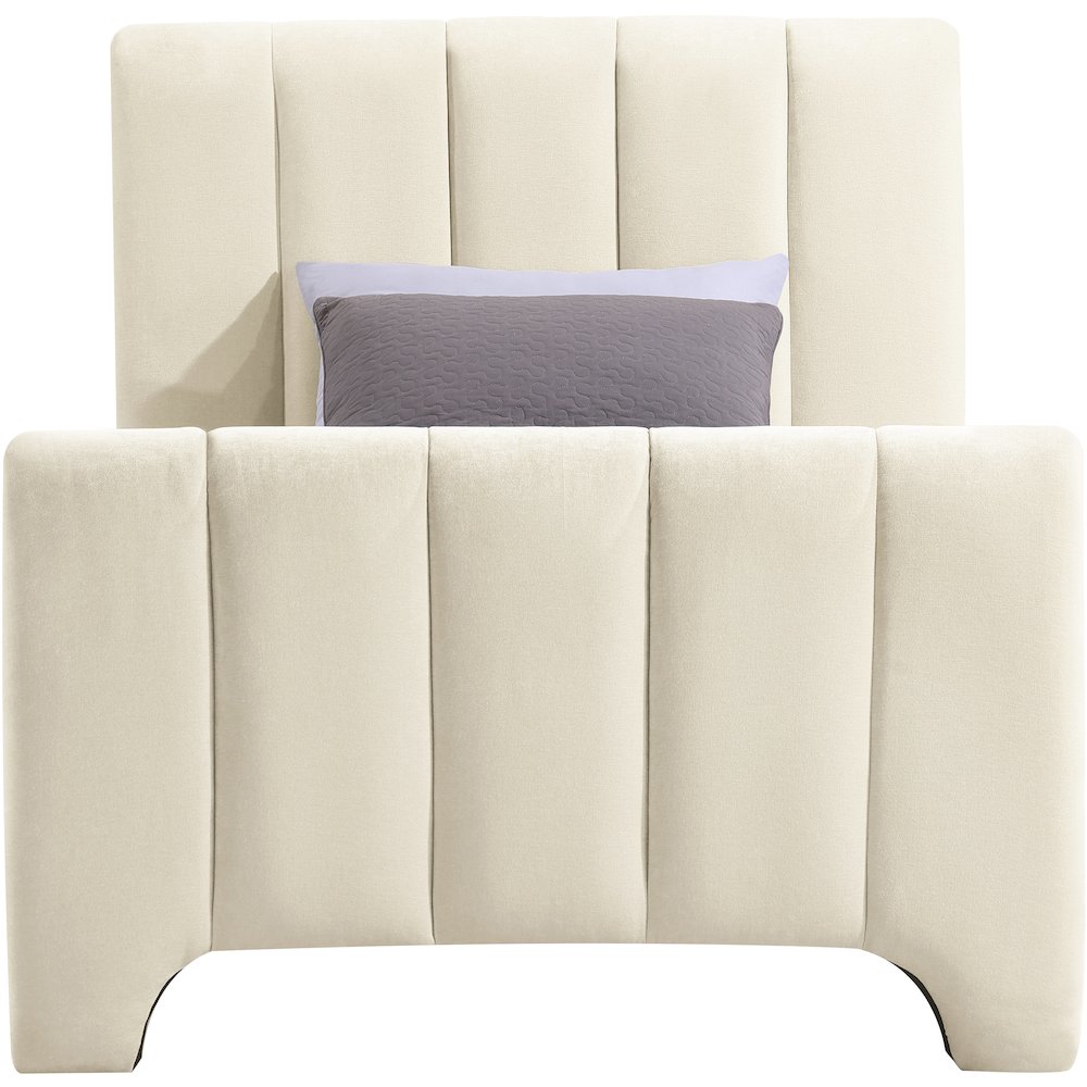 Camila Beige Chenille Fabric Twin Bed