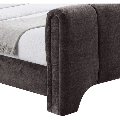 Camila Brown Chenille Fabric Queen Bed