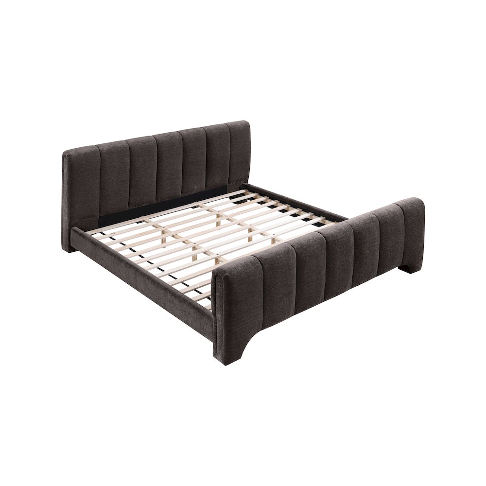 Camila Brown Chenille Fabric Queen Bed