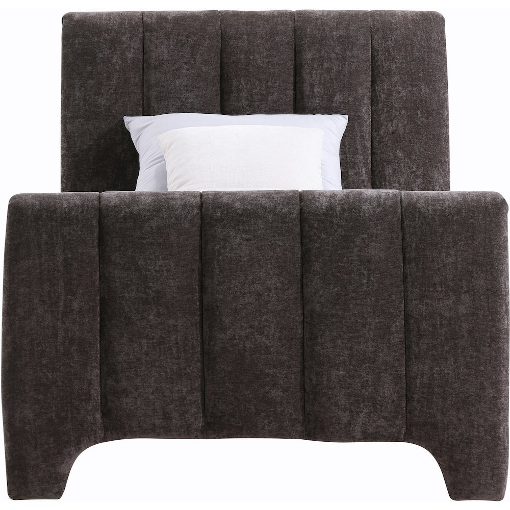 Camila Brown Chenille Fabric Twin Bed