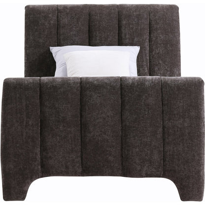 Camila Brown Chenille Fabric Twin Bed