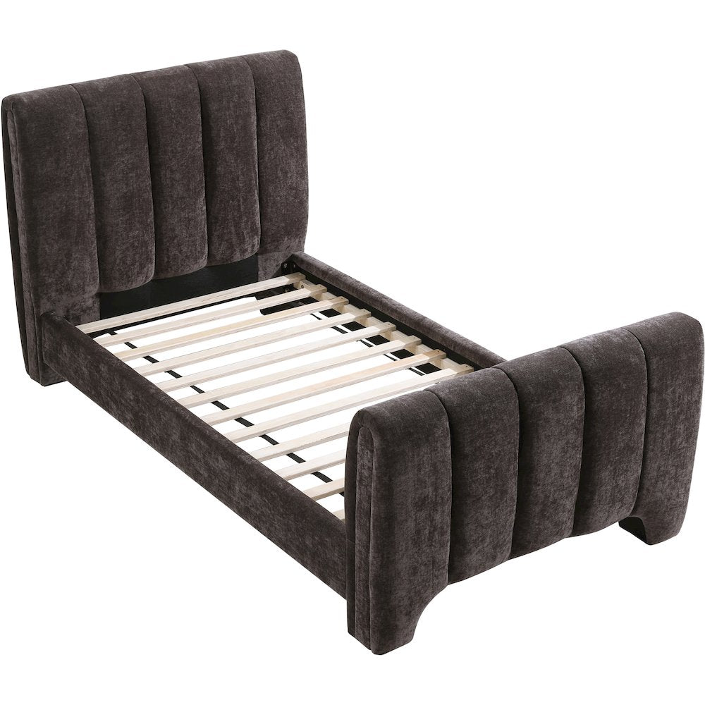 Camila Brown Chenille Fabric Twin Bed