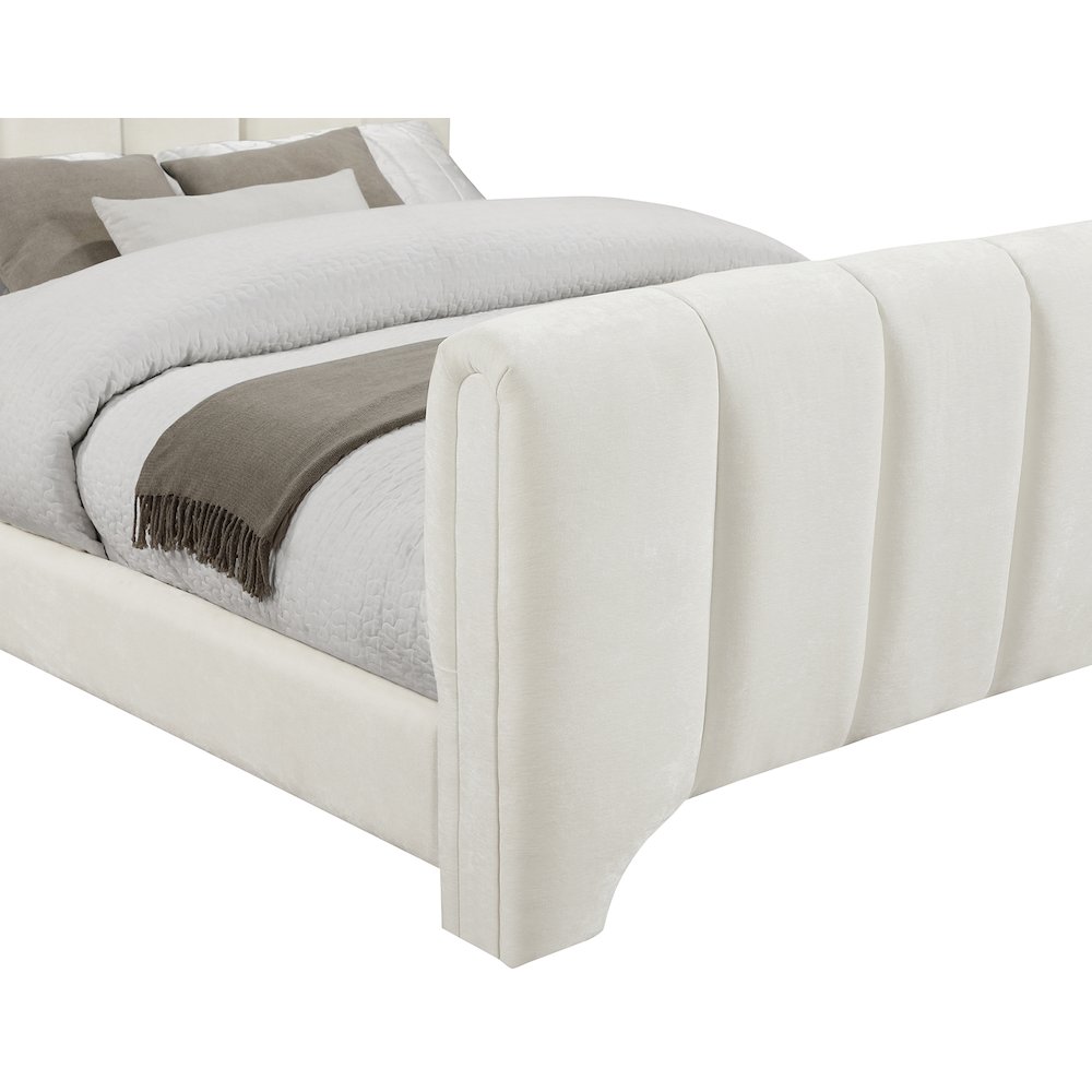 Camila Cream Chenille Fabric Full Bed