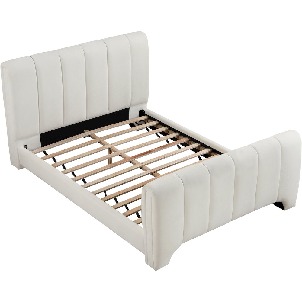 Camila Cream Chenille Fabric Full Bed