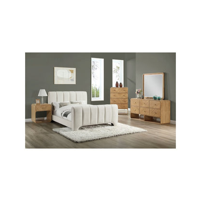 Camila Cream Chenille Fabric Full Bed