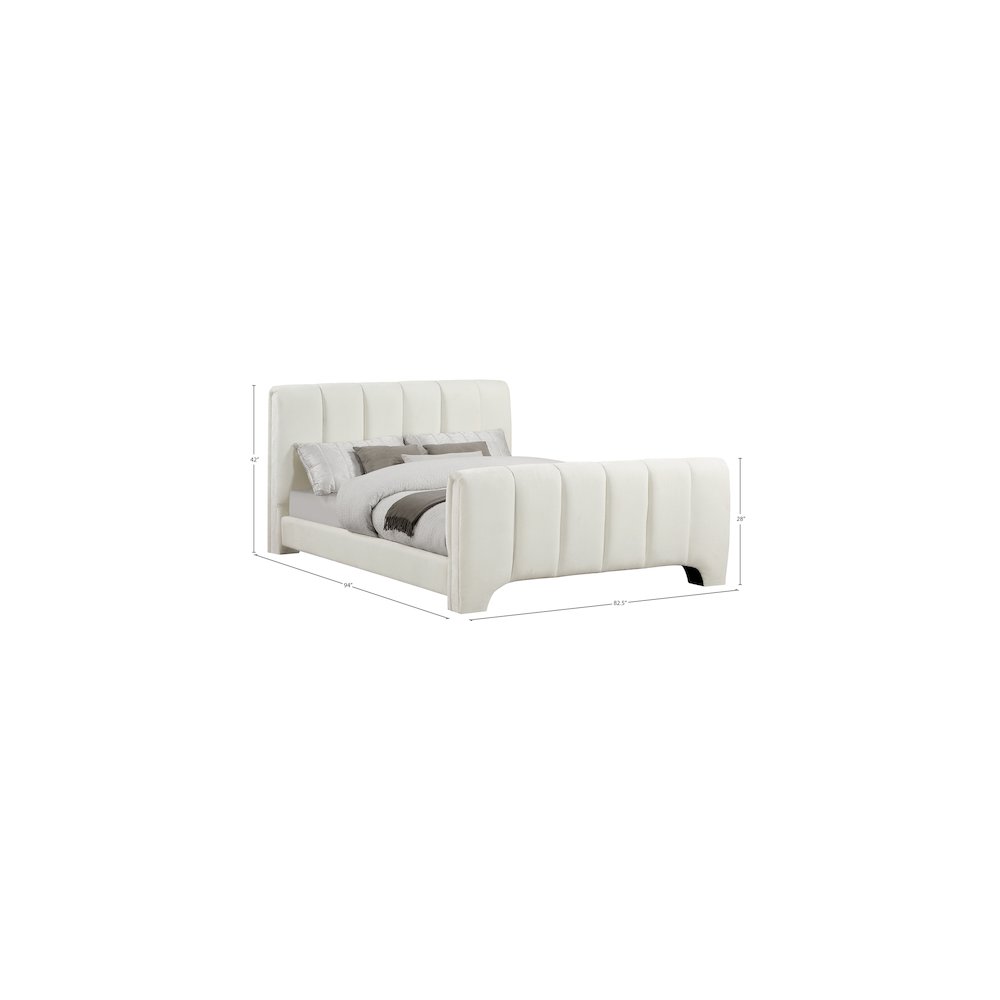 Camila Cream Chenille Fabric King Bed