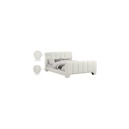 Camila Cream Chenille Fabric Queen Bed