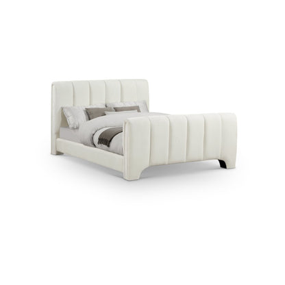 Camila Cream Chenille Fabric Queen Bed