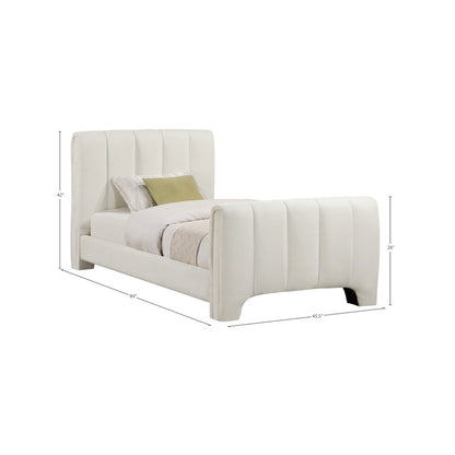 Camila Cream Chenille Fabric Twin Bed