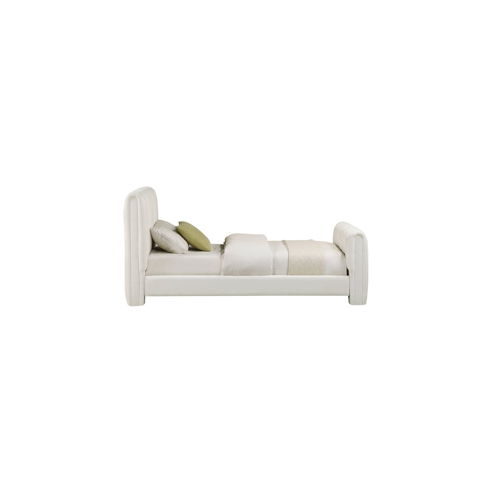 Camila Cream Chenille Fabric Twin Bed