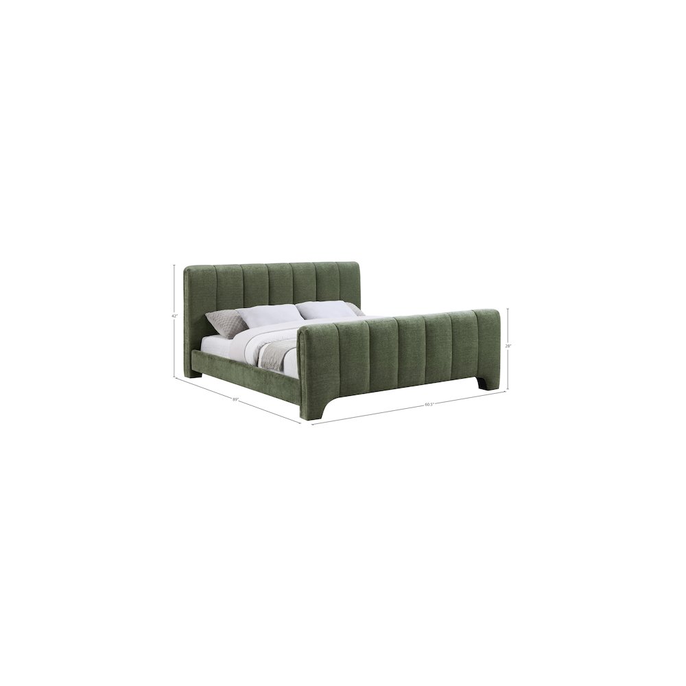 Camila Green Chenille Fabric Full Bed