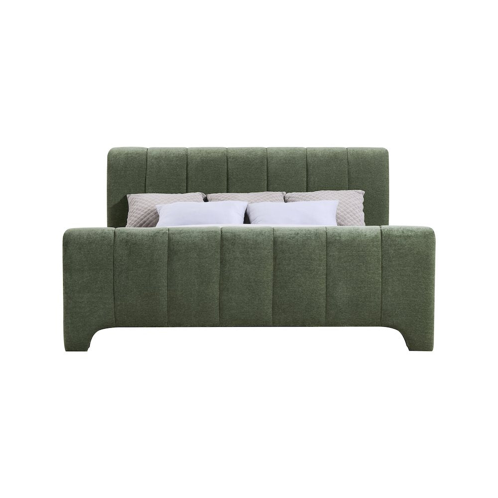 Camila Green Chenille Fabric Full Bed