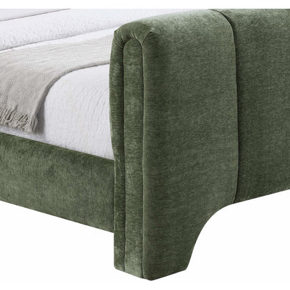 Camila Green Chenille Fabric Full Bed