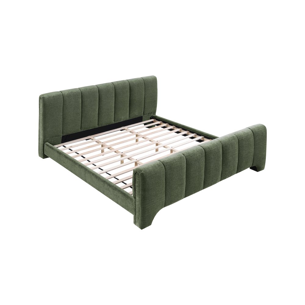Camila Green Chenille Fabric Full Bed