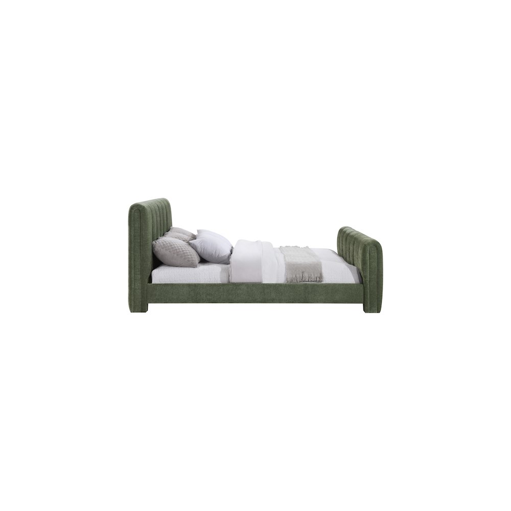 Camila Green Chenille Fabric Queen Bed