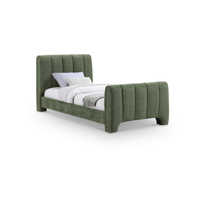 Camila Green Chenille Fabric Twin Bed