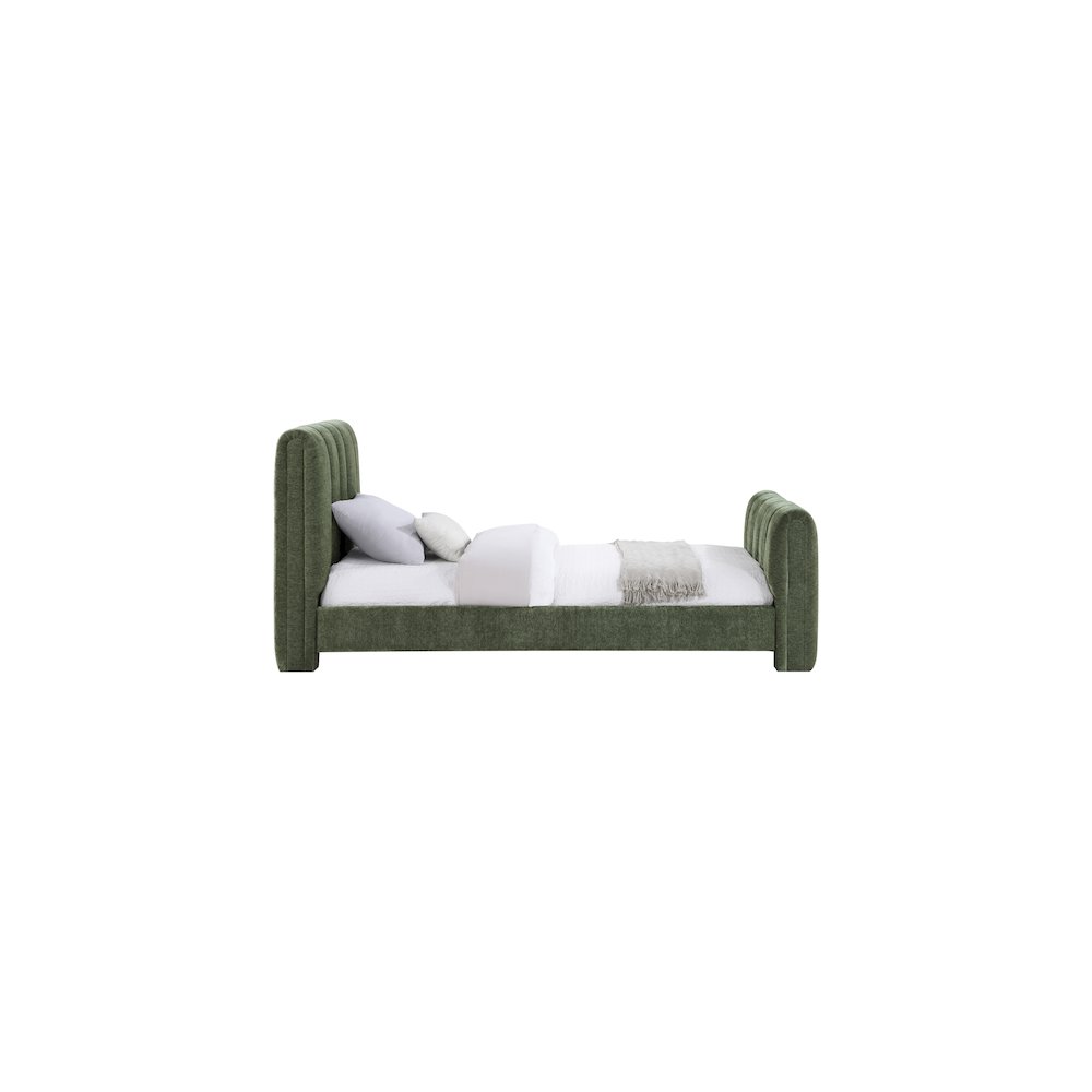 Camila Green Chenille Fabric Twin Bed