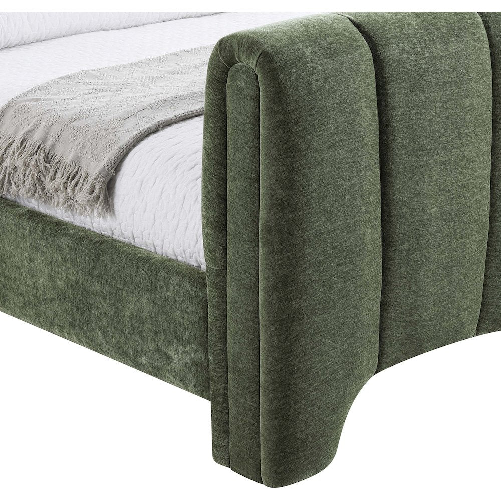 Camila Green Chenille Fabric Twin Bed