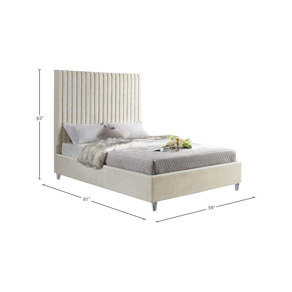 Candace Cream Velvet Full Bed