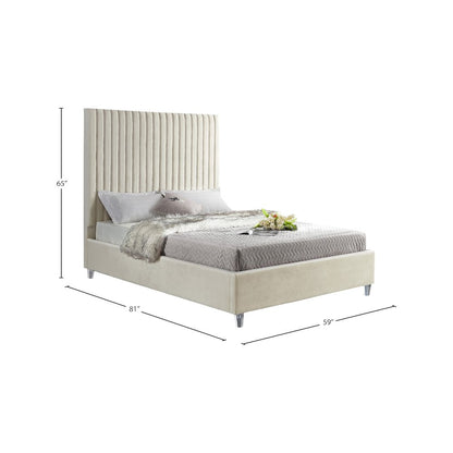 Candace Cream Velvet Full Bed