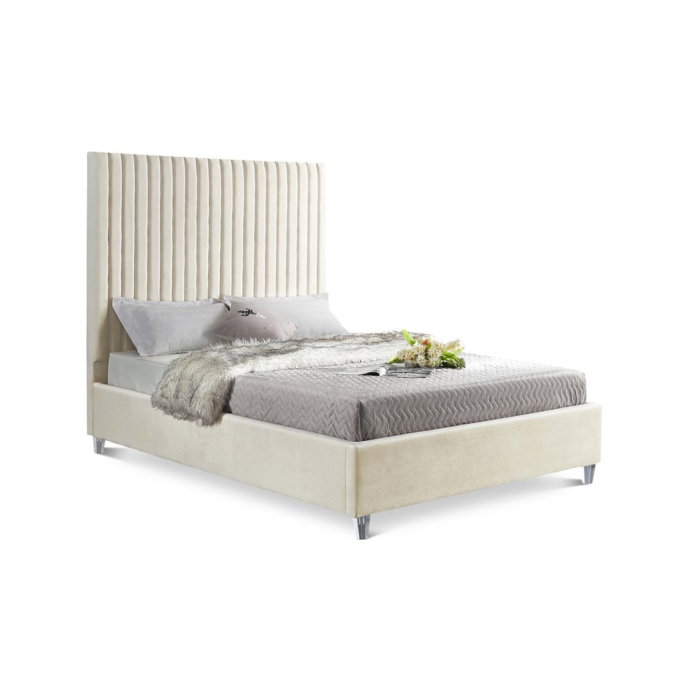 Candace Cream Velvet Full Bed
