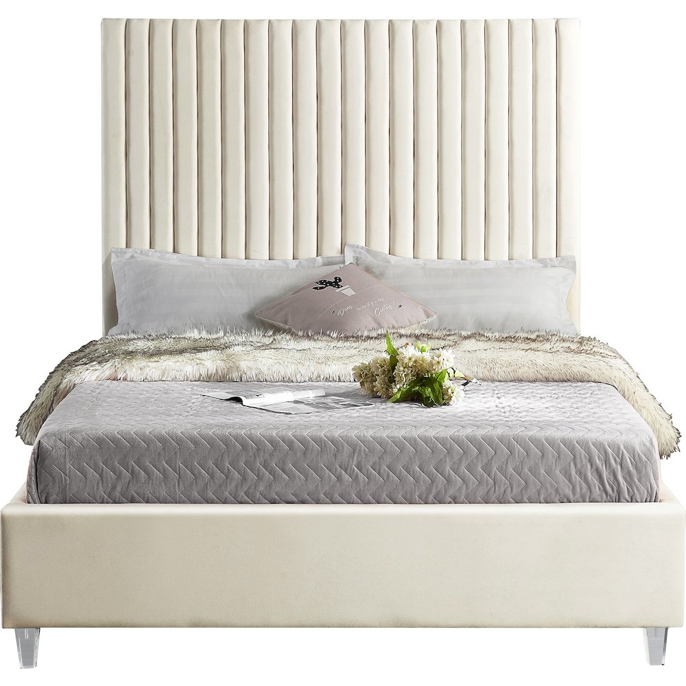 Candace Cream Velvet Full Bed