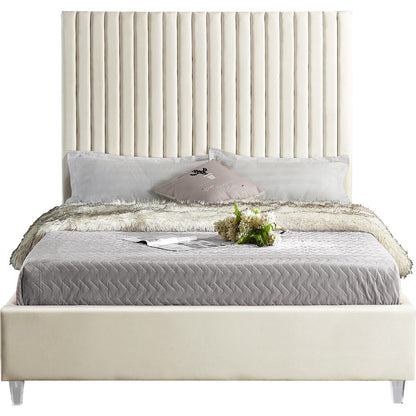 Candace Cream Velvet Full Bed