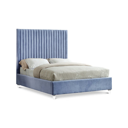 Candace Sky Blue Velvet Full Bed